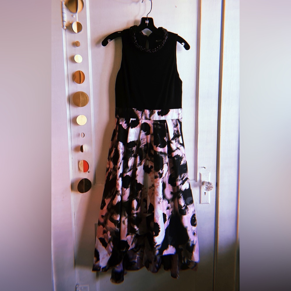 Black & Floral Print Dress
